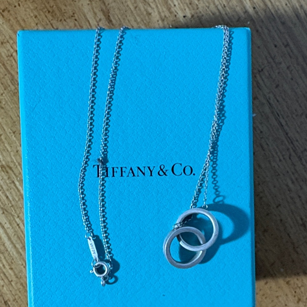 Authentic Tiffany & Co. Silver Double Rings necklace